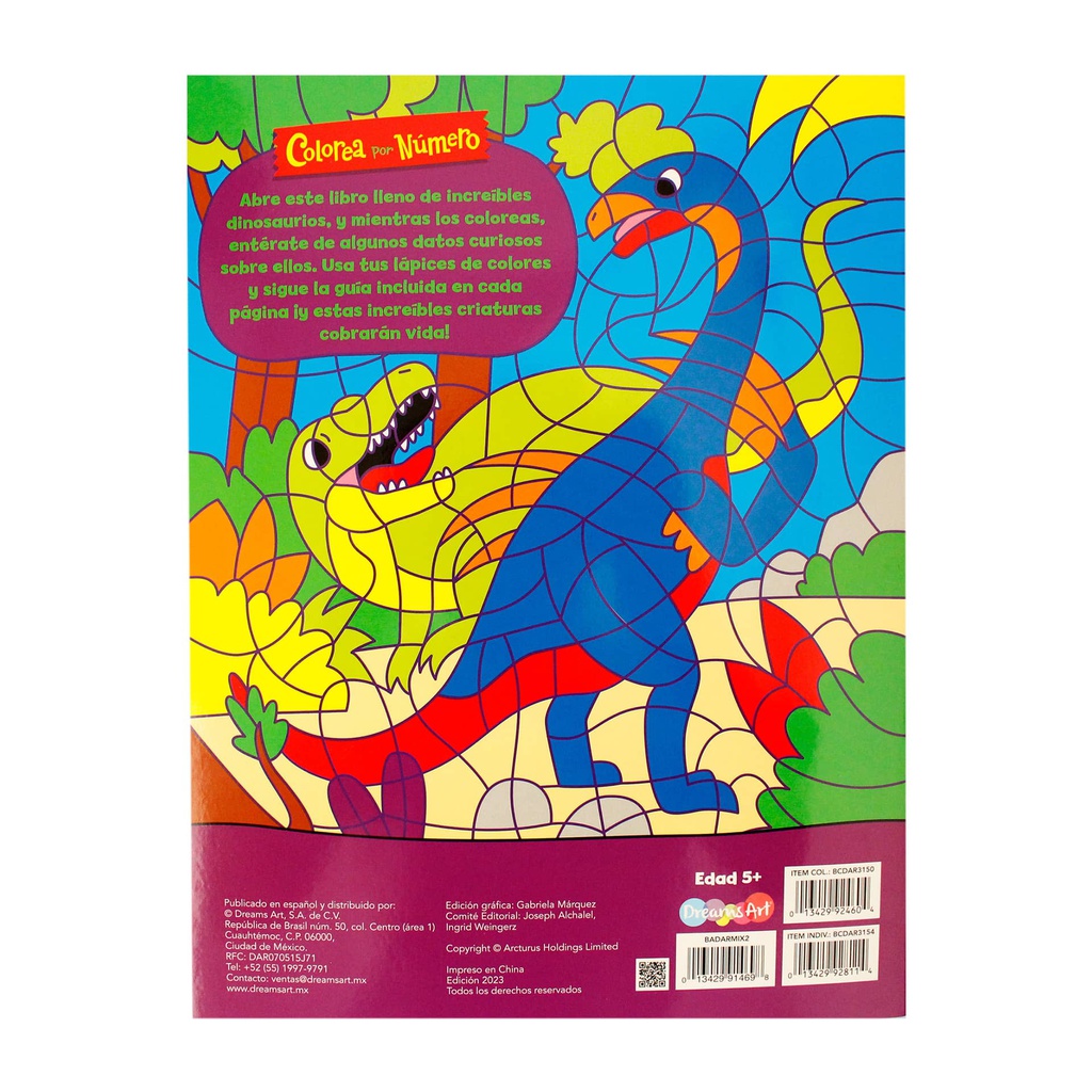 COLOREA POR NUMERO DINOS