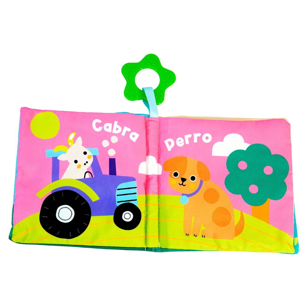 LIBROS DE TELA ANIMALES CON MORDEDERA 4 MOTIVOS