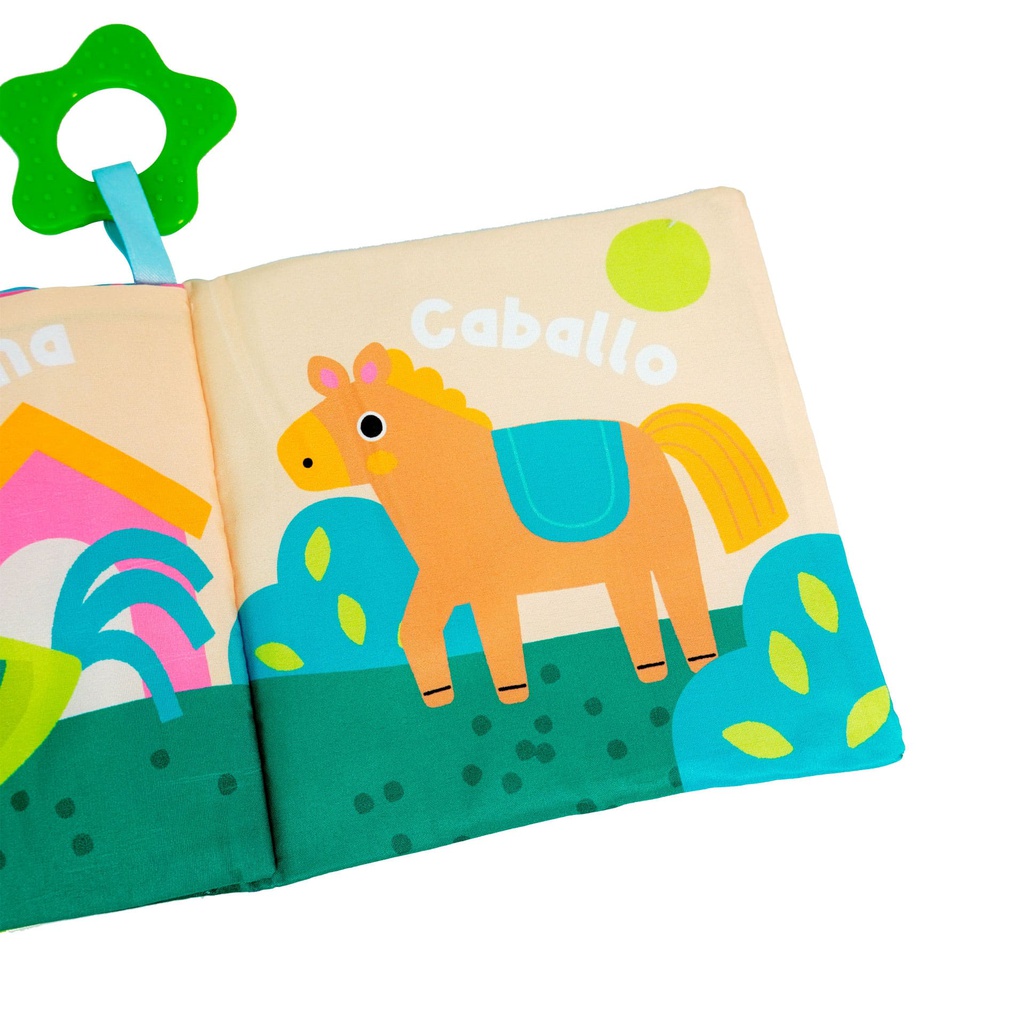 LIBROS DE TELA ANIMALES CON MORDEDERA 4 MOTIVOS