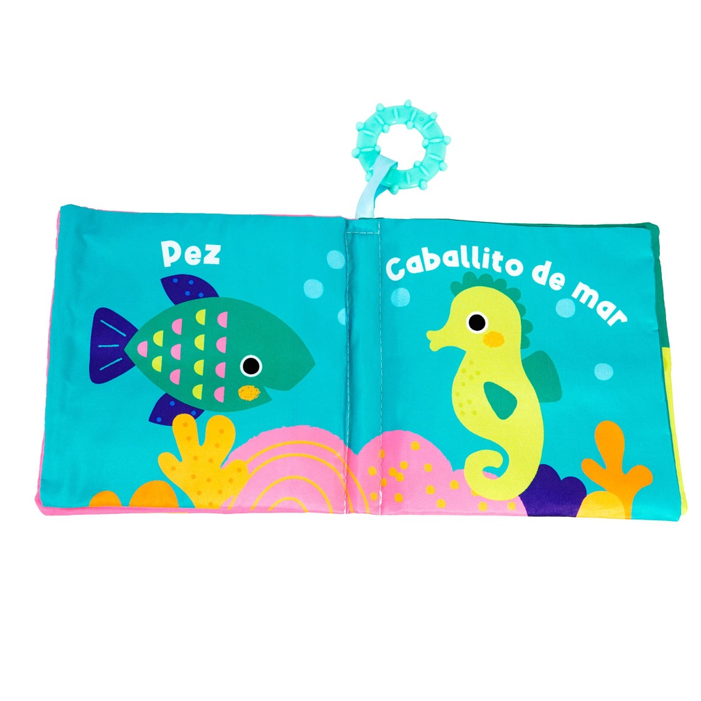 LIBROS DE TELA ANIMALES CON MORDEDERA 4 MOTIVOS