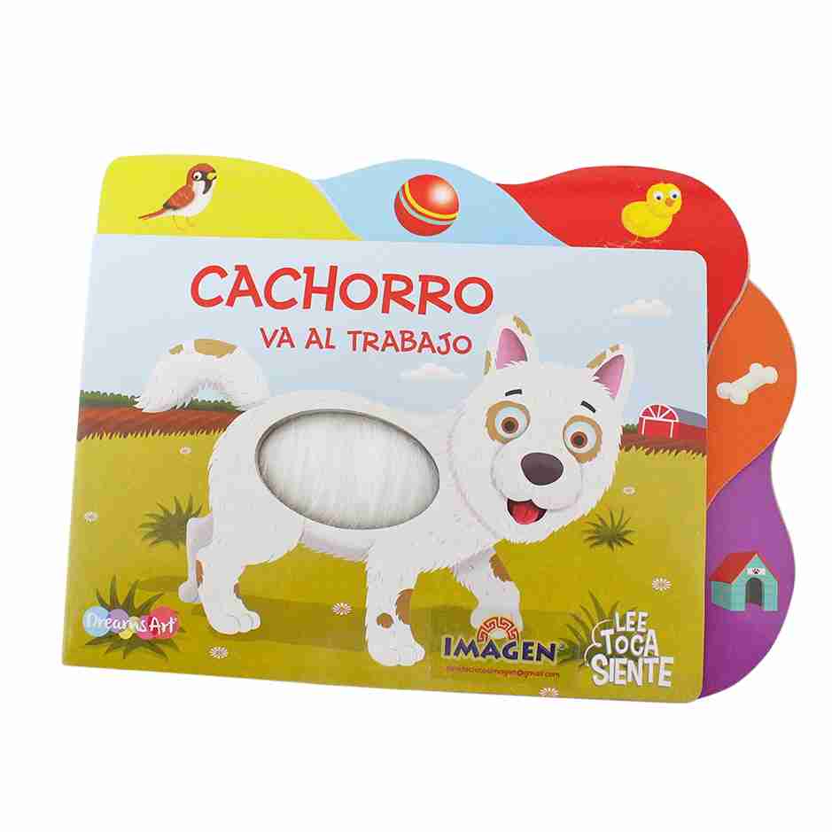 CACHORRO VA AL TRABAJO LEE, TOCA, SIENTE